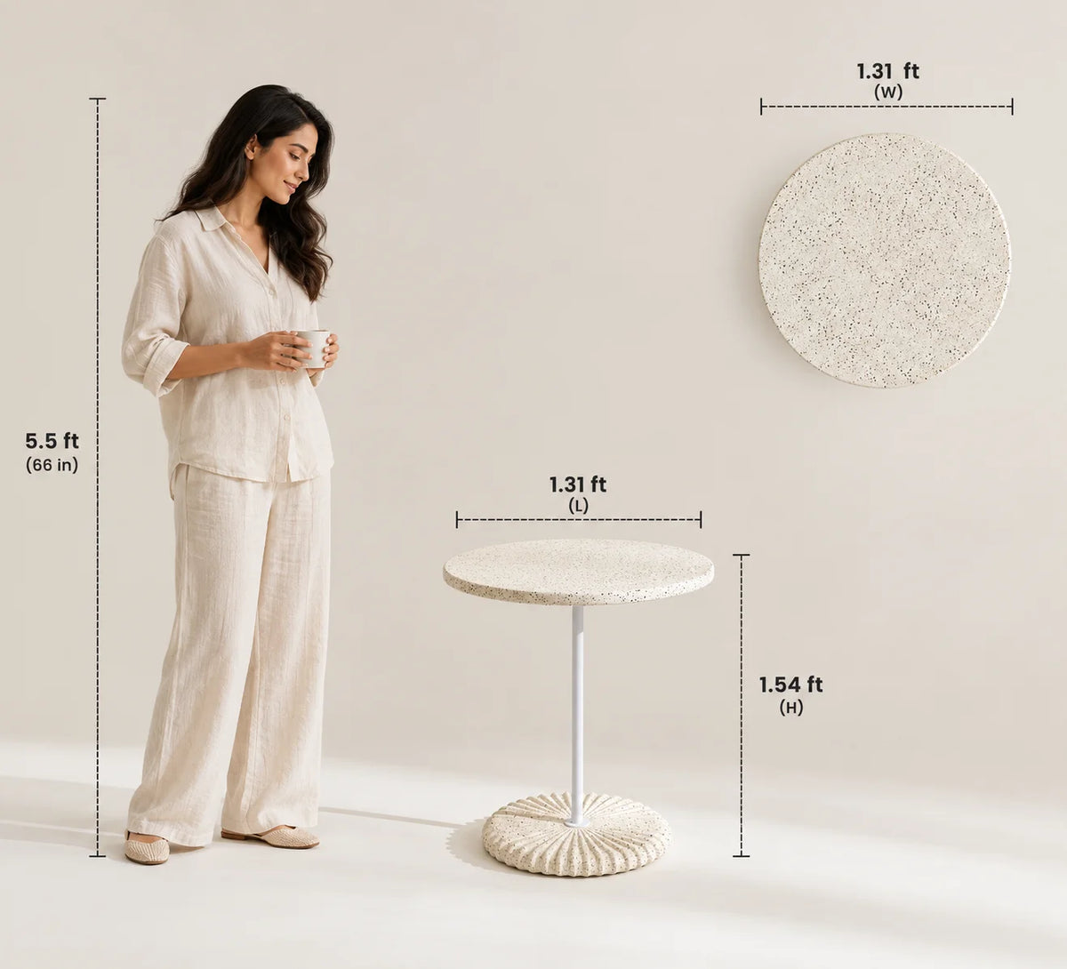Modern Concrete Side Table | Minimalist Industrial Accent Table for Living Room & Bedroom