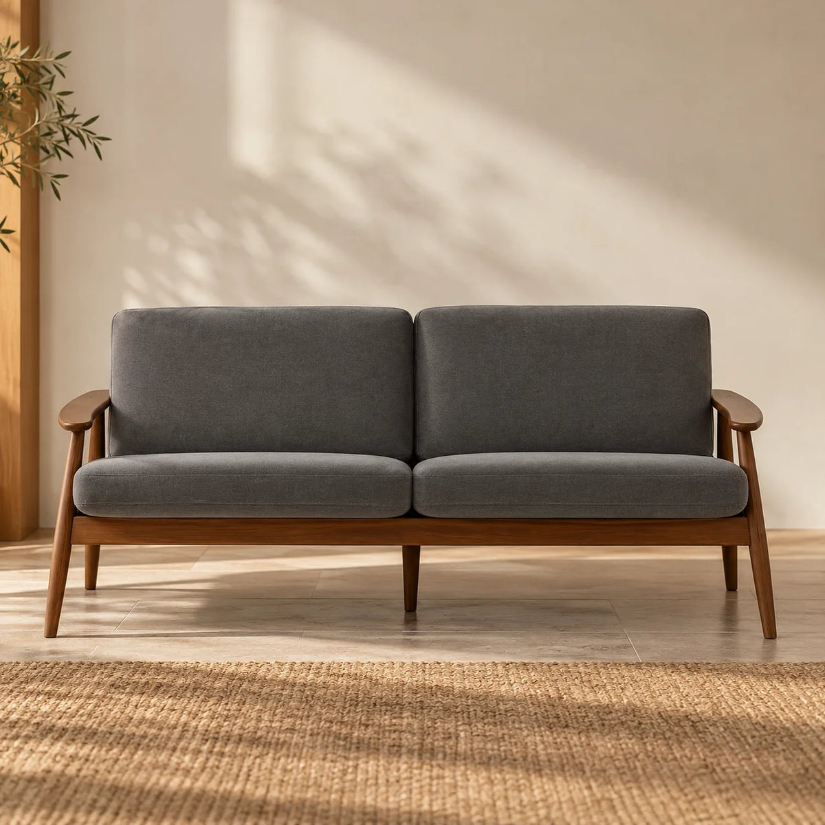 Savana 2 Seater Sofa | Sheesham Wood & Velvet Fabric