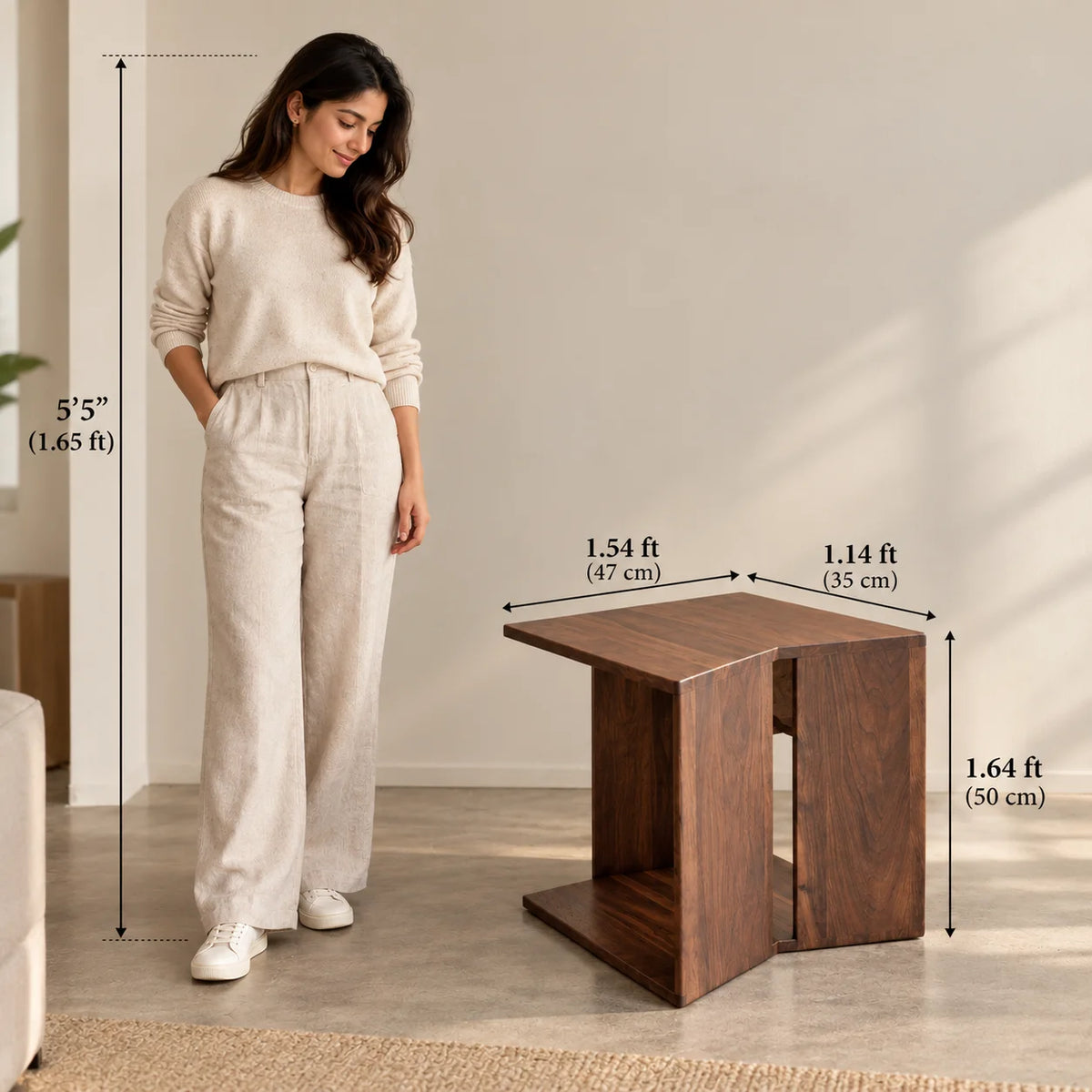 Romulus Sheesham Wood End Table | Unique Design Sofa Side Table for Living Room