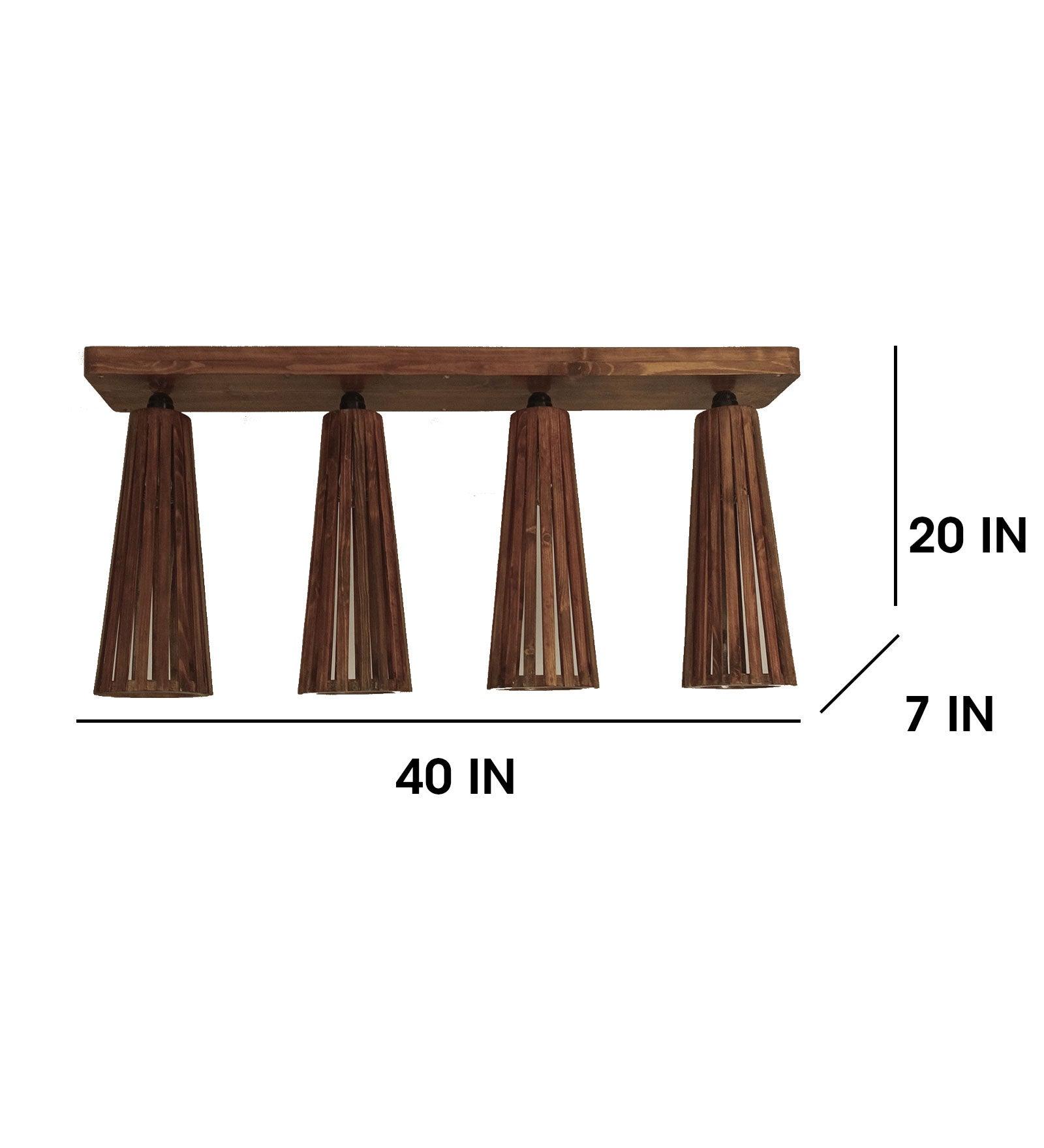 Bole Brown Wooden 4 Series Ceiling Lamp