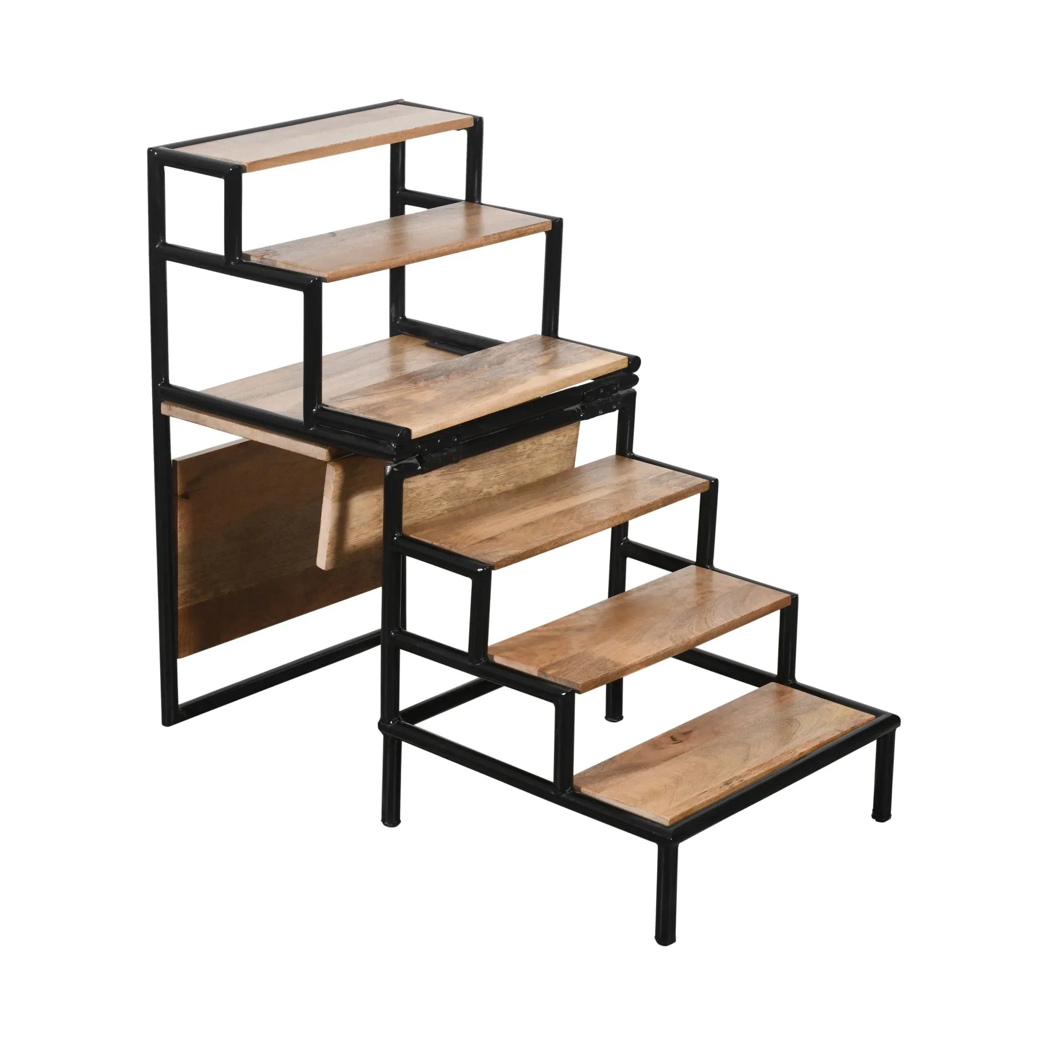 Minicoy Multipurpose Wooden Chair Cum Ladder | Folding Step Stool for Home & Kitchen