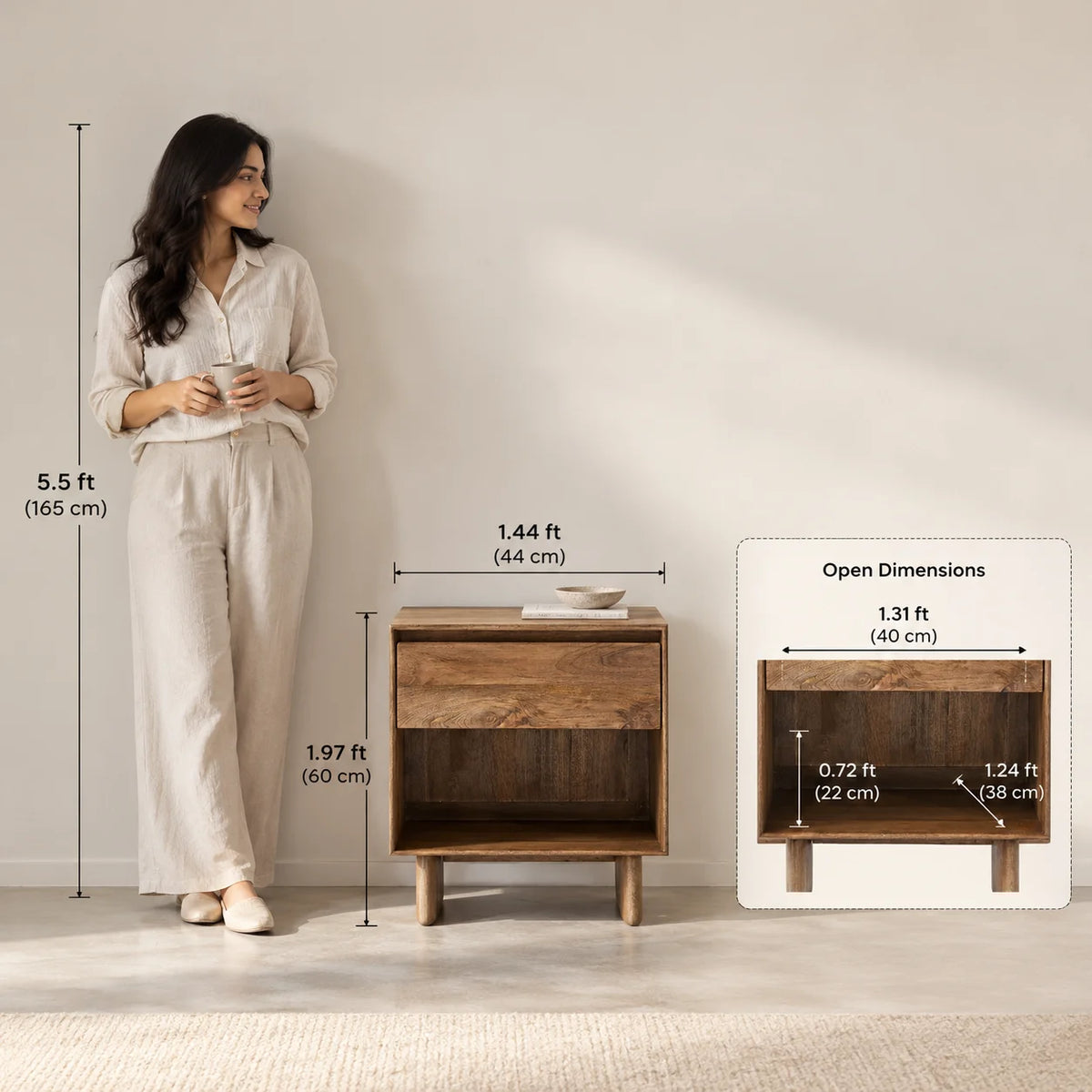 Wood Side Small Table For Living Room | Bedroom Side Table