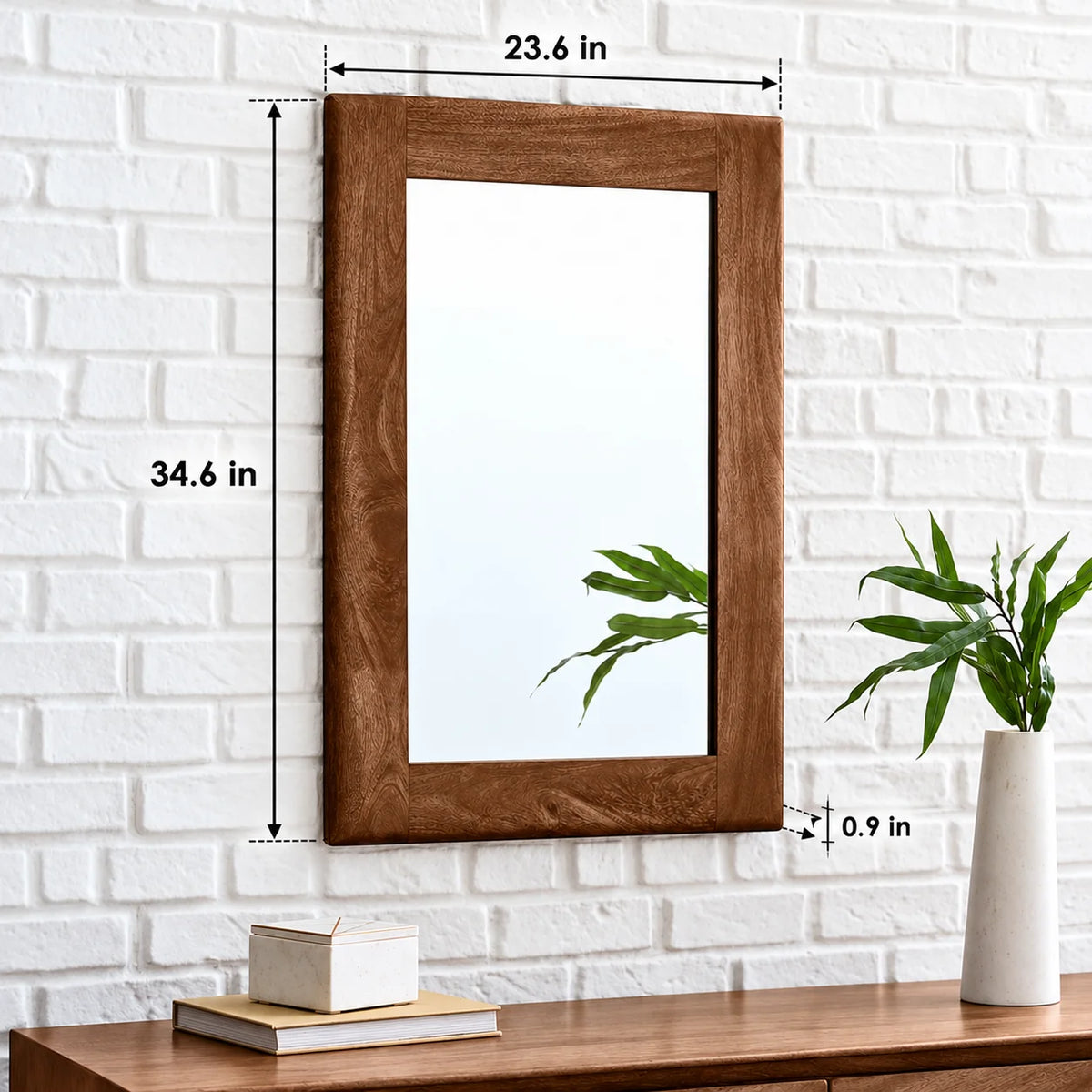 Rectangular Shape Morgan Mirror | Wooden Frame Mirror For Home