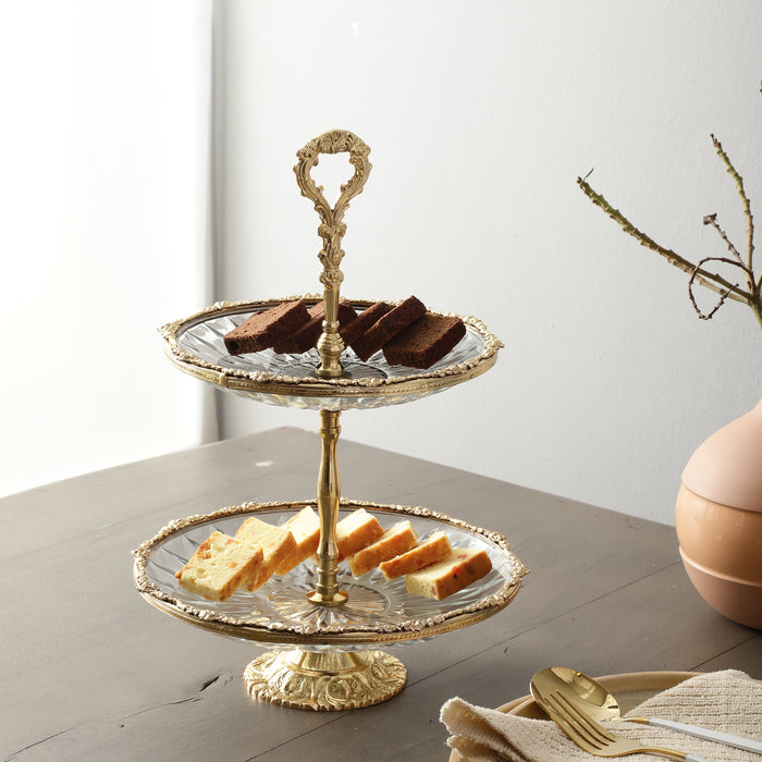 Spearhead Crystal Double Cake Stand