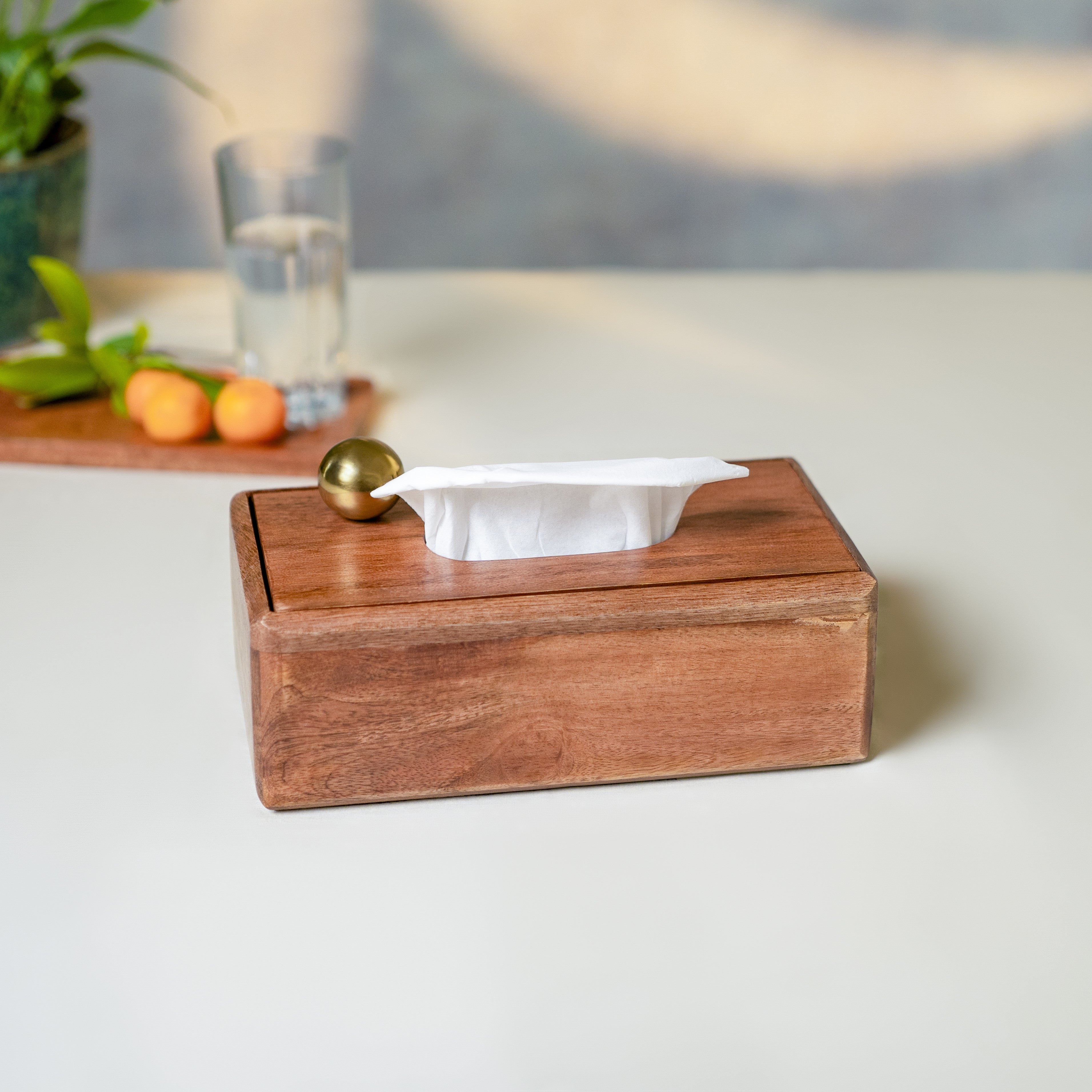 Ora -Laya Tissue Box Holder with Metal Orb