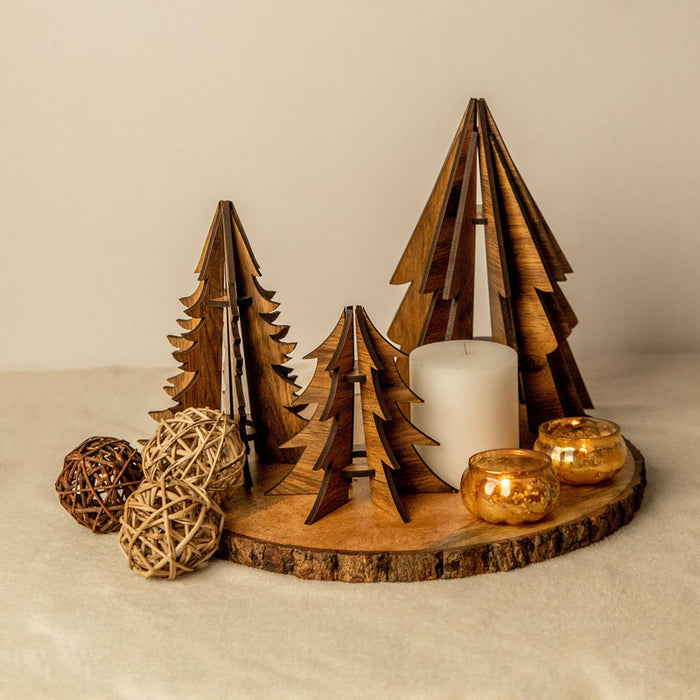 Trio Christmas Bunting | Wooden 3-Piece Xmas Table Decor