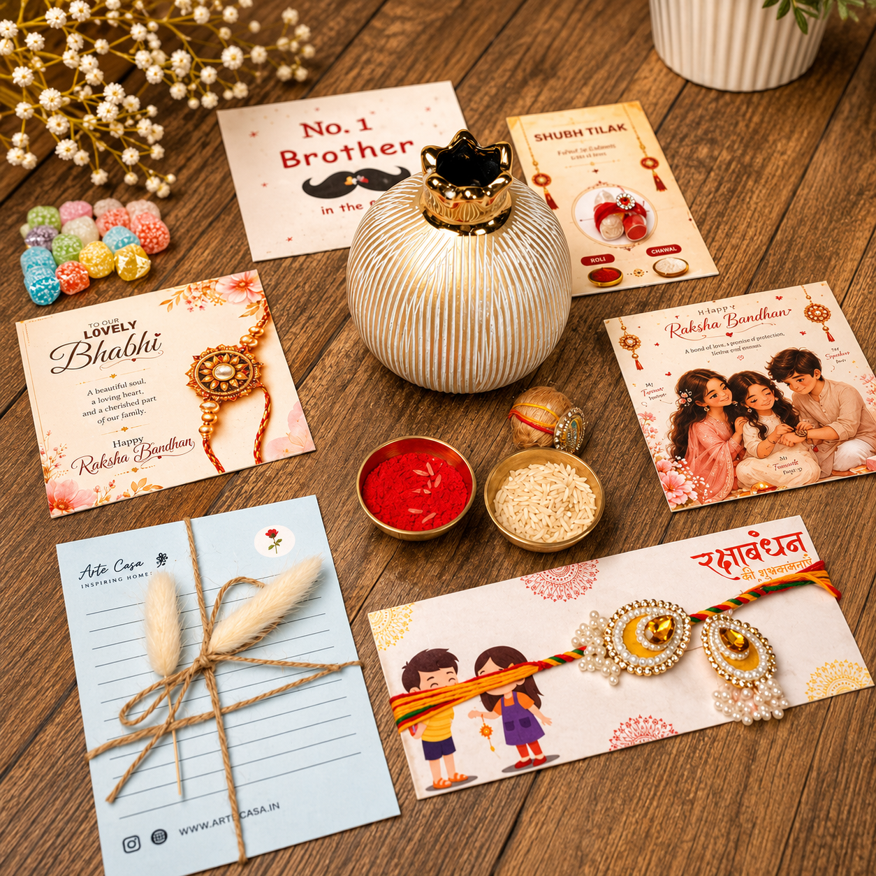 Ivory Pomegranate Rakhi Gift Hamper
