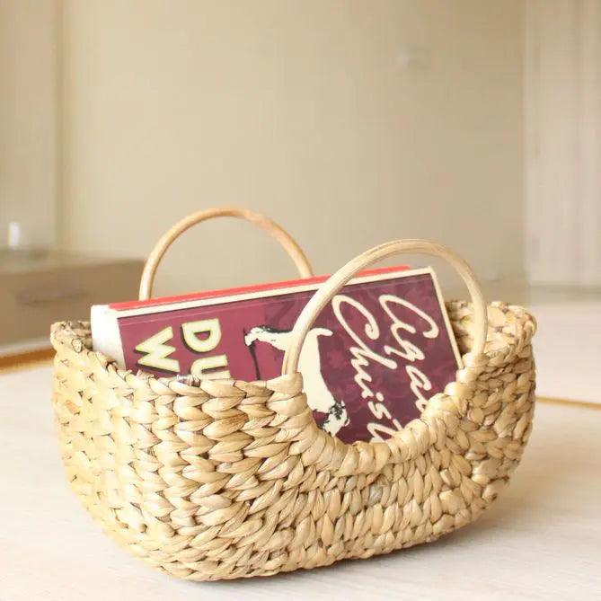 Cane Handle Woven Basket | Storage Basket, Picnic & Gift Hamper Basket