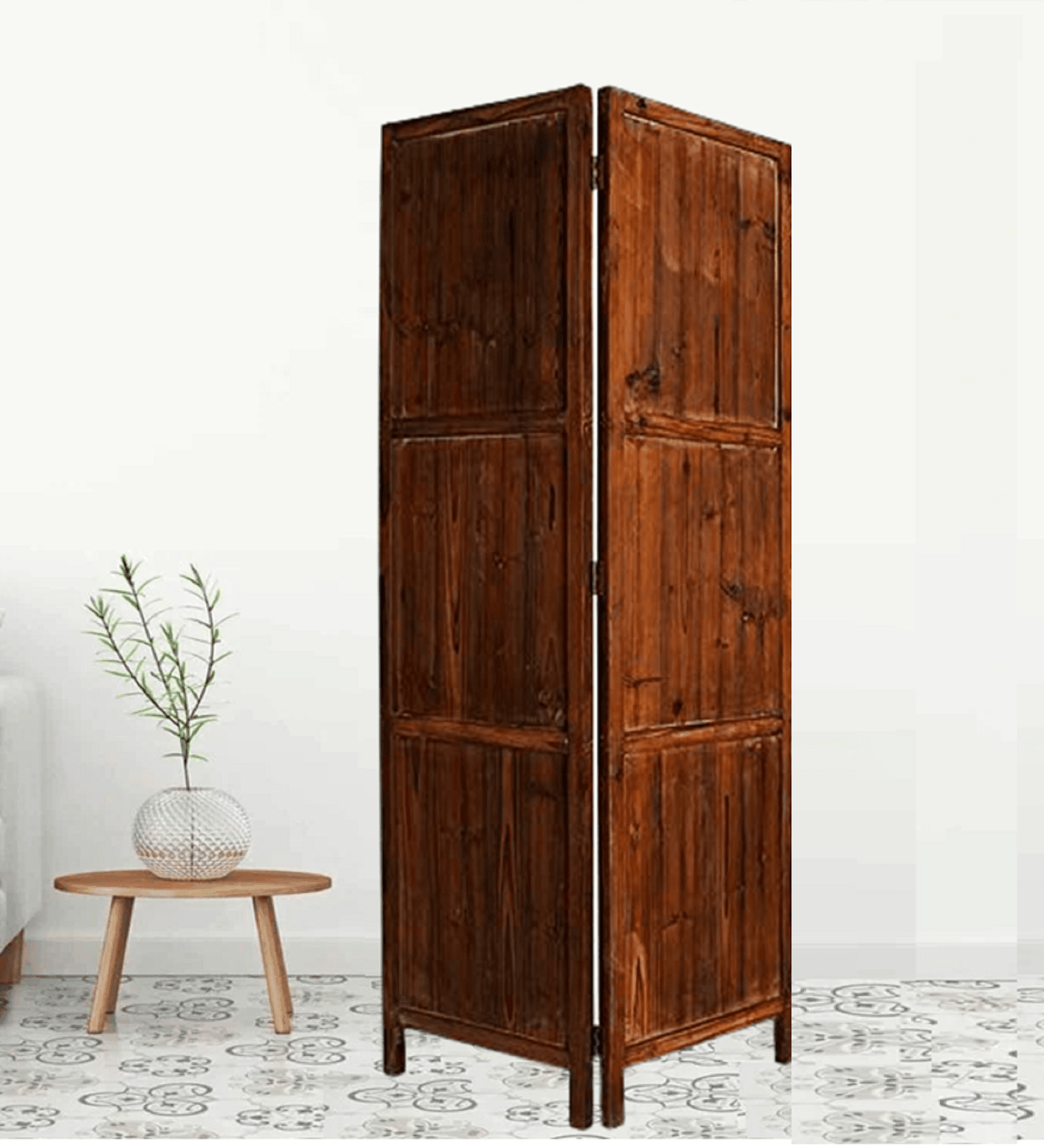 MDF Jali Folding Room Divider with Mango Wood Frame