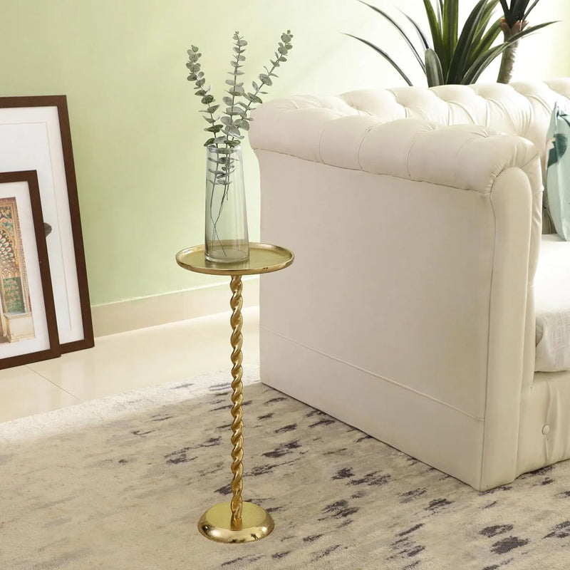 Golden Spiral Sofa Side Table for Living Room | Designer End Table | Decorative Corner Table