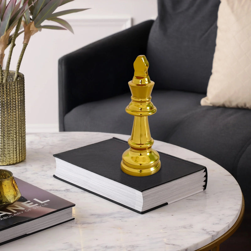 Oversized Chess Showpiece for Living Room | Handcrafted Gold Finish King & Queen Home Decor Item