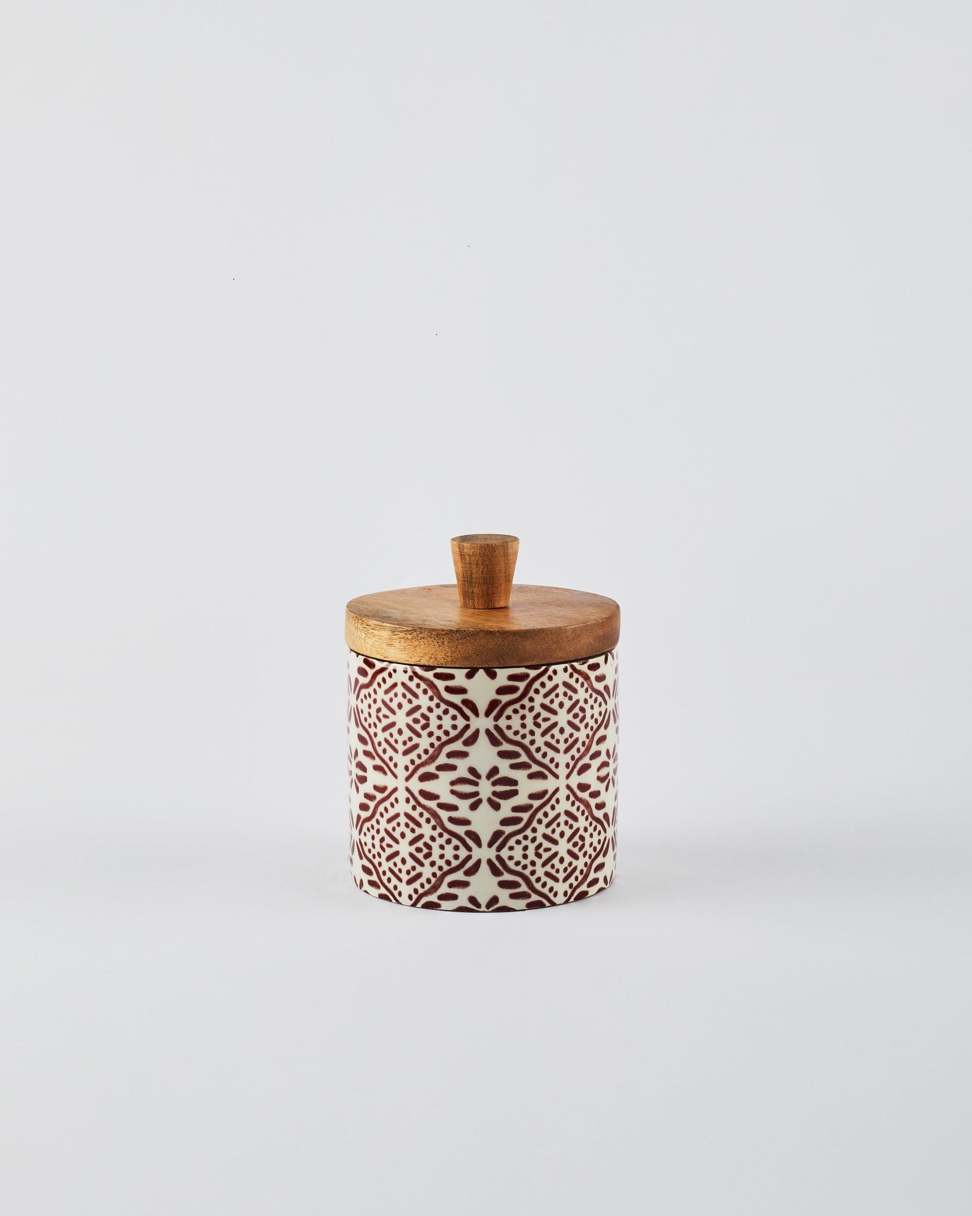Tuli Wooden Storage Jar with Airtight Lid | Handmade Acacia Wood Jar for Kitchen & Pantry Storage