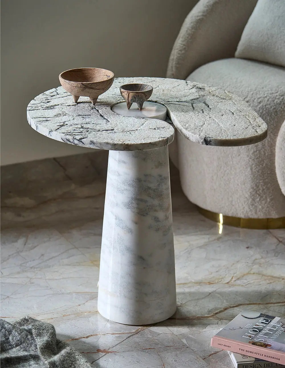 Orbit - White Marble & Alaska White | Side Table