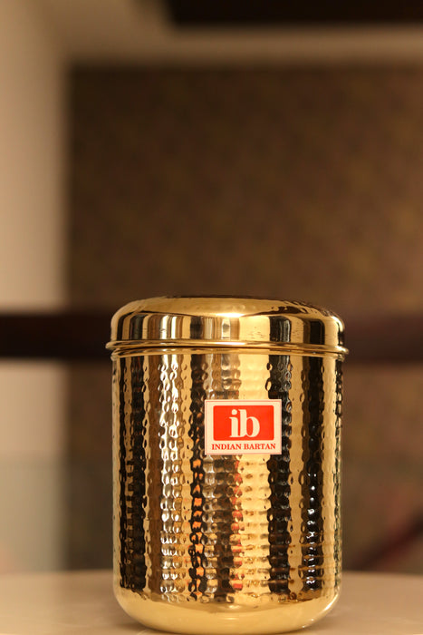 Brass Kitchen Container for Storage | Canister Dabba with Lid