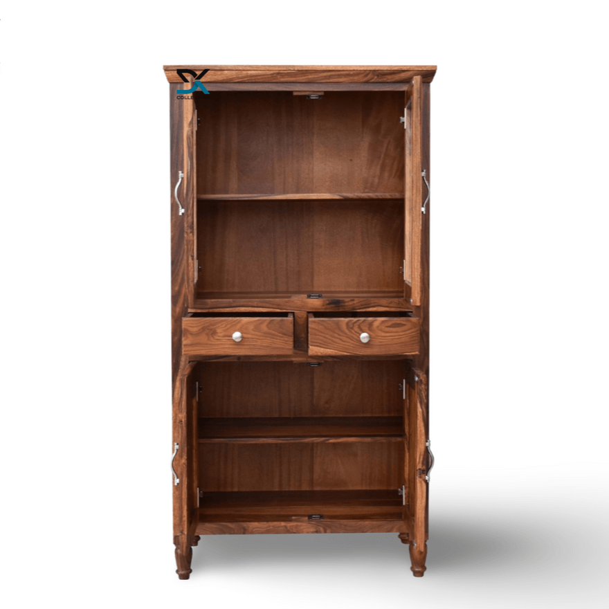 Monarch Solid Sheesham Wood Tall Kitchen/Crockery Cabinet