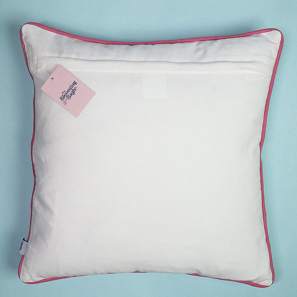 Enchanted Garden Cushion Cover | Hand Embroidered Cotton Cushion Cover | Multicolour Decorative Sofa Pillow Cover