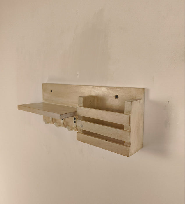 Tulip Wooden Wall Shelf Organiser With Key Holders