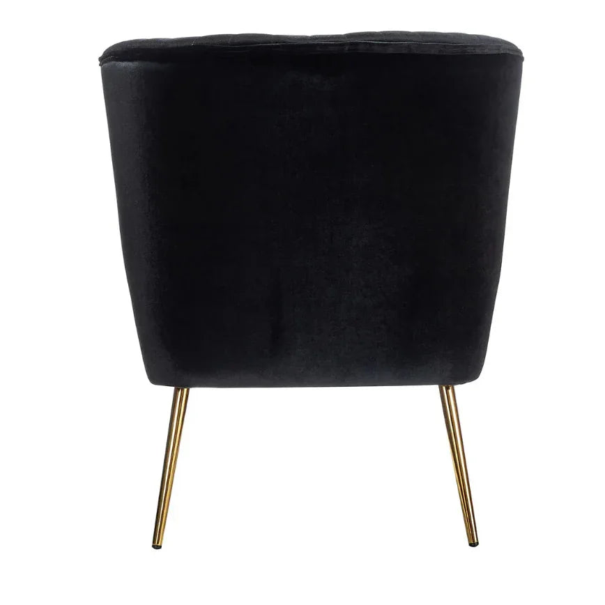 Classic Style Curved Black Velvet Accent Chair