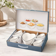 Cream Ceramic Bowl Set of 5, 580 ML Microwave & Dishwasher Safe Bowl for Serving Snacks, Dal, Rice, Noodles | Perfect for Daily Use, Gifting, Birthday, Anniversary