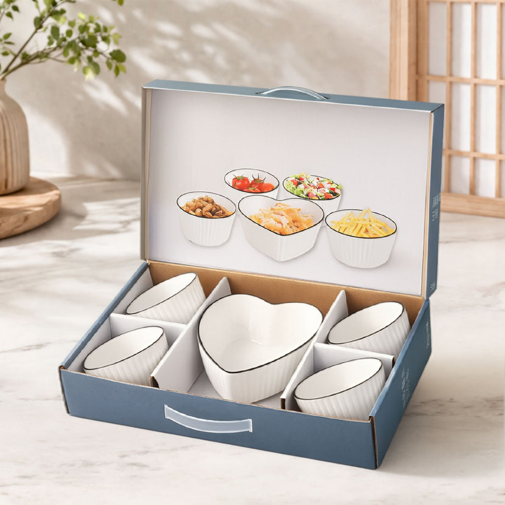 Cream Ceramic Bowl Set of 5, 580 ML Microwave & Dishwasher Safe Bowl for Serving Snacks, Dal, Rice, Noodles | Perfect for Daily Use, Gifting, Birthday, Anniversary