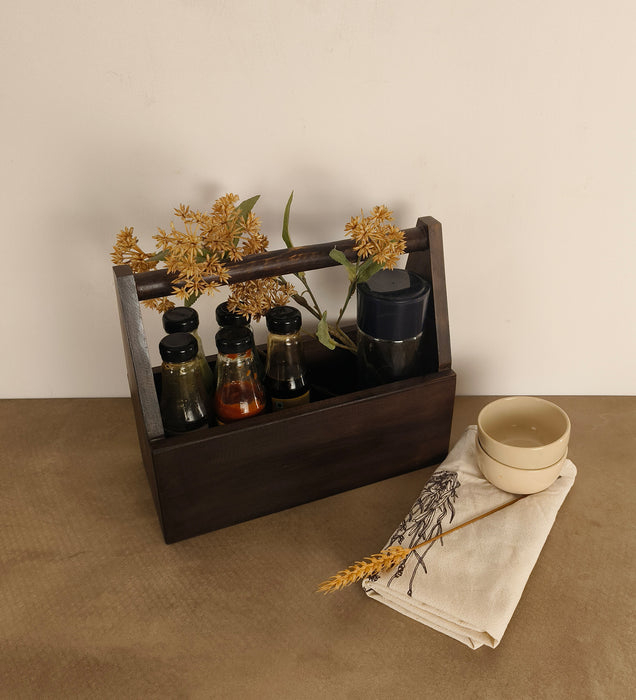 Emily Wooden Bottle & Cutlery Holder