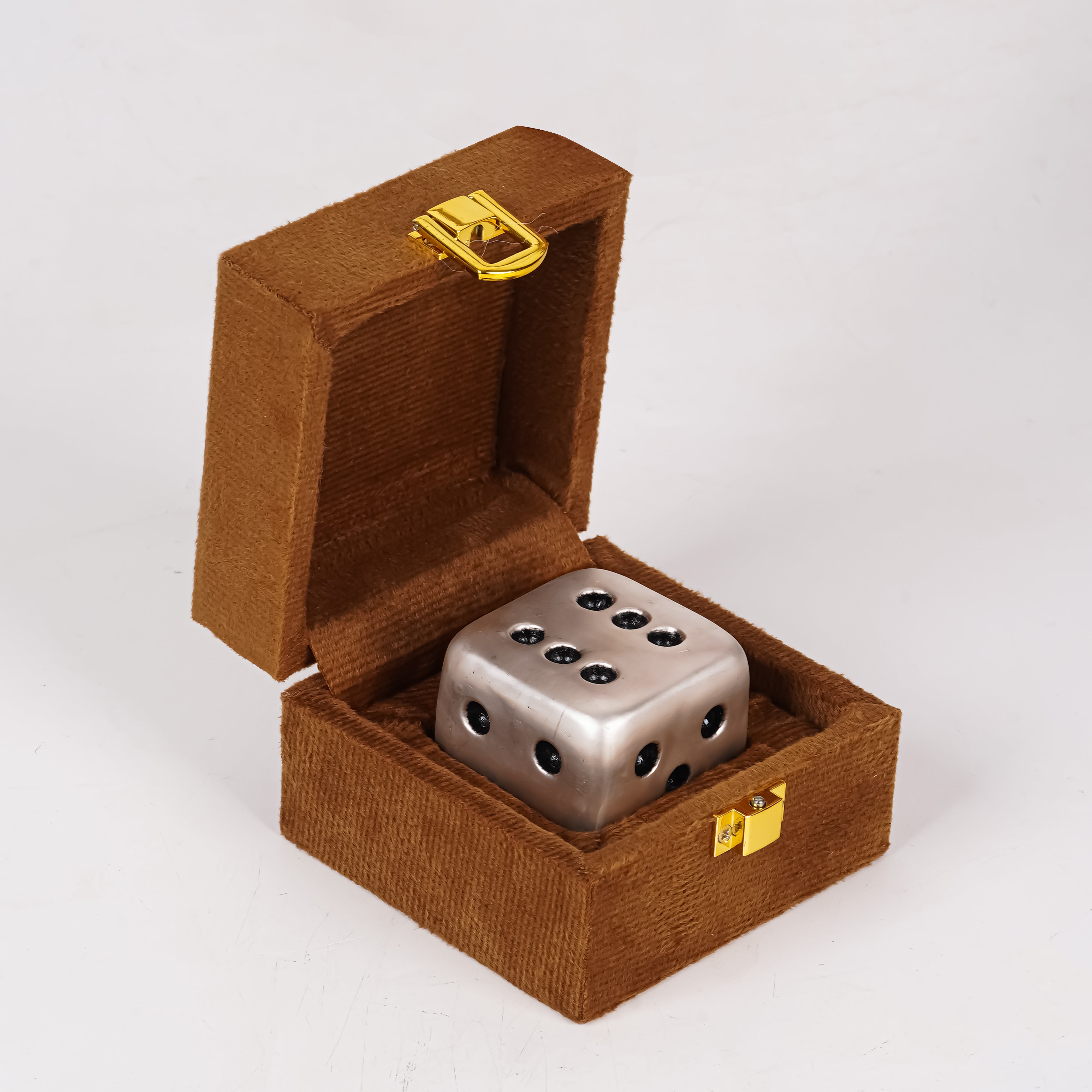 Pure Silver Plated Brass Dice Paperweight