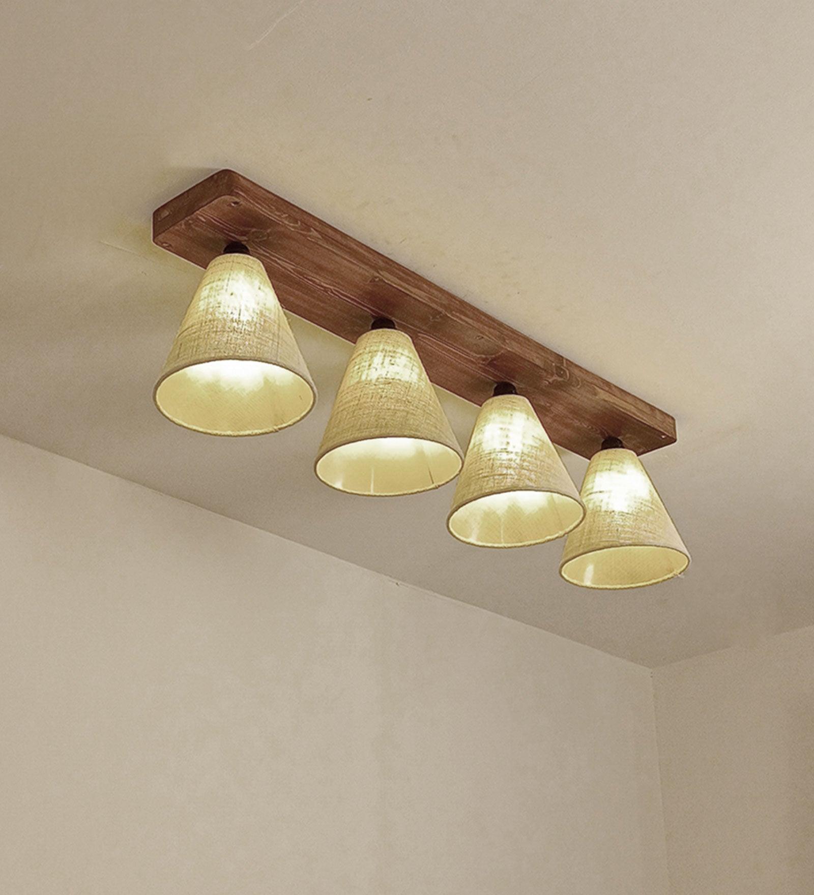 Terzo Brown Wooden 4 Series Ceiling Lamp