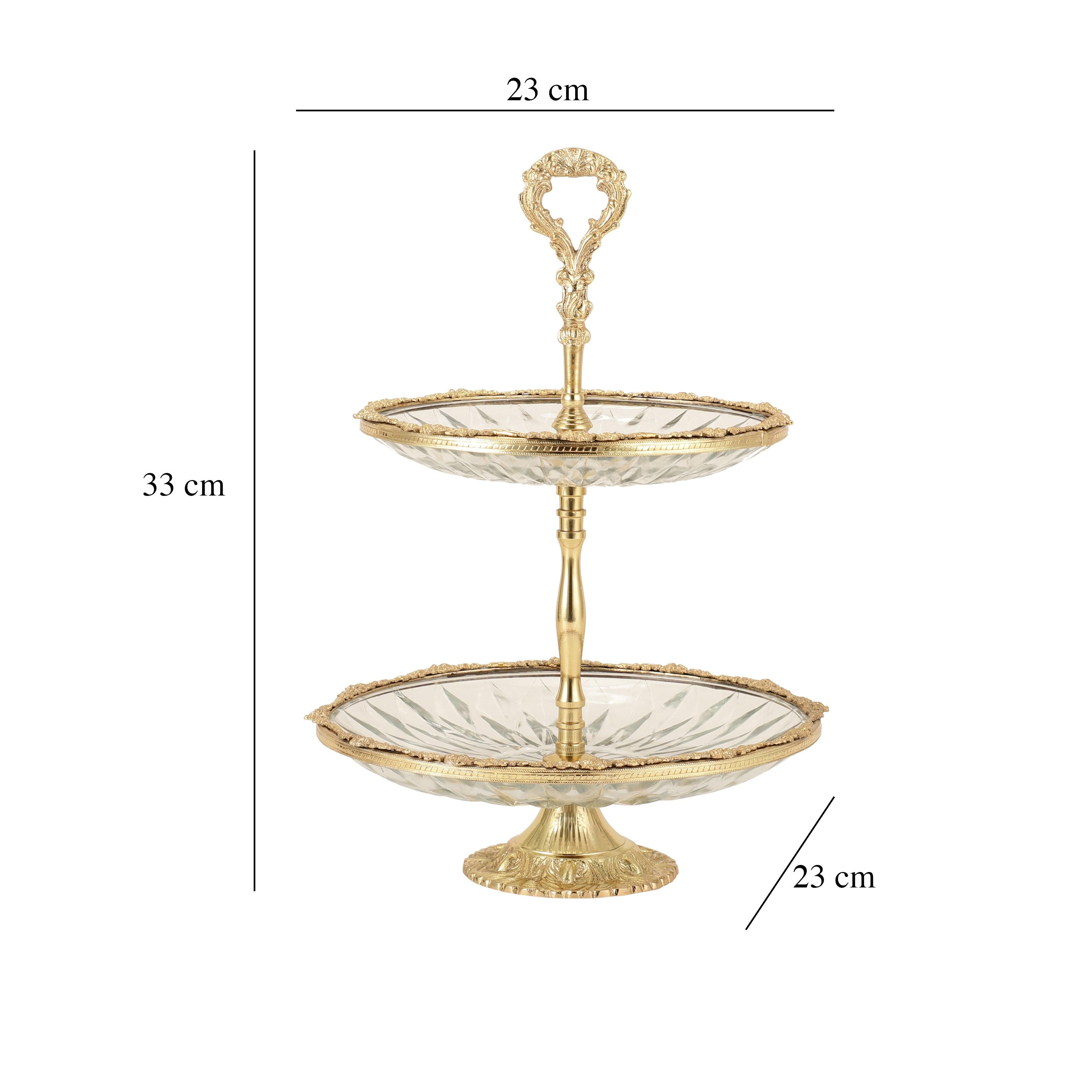 Spearhead Crystal Double Cake Stand In Gold
