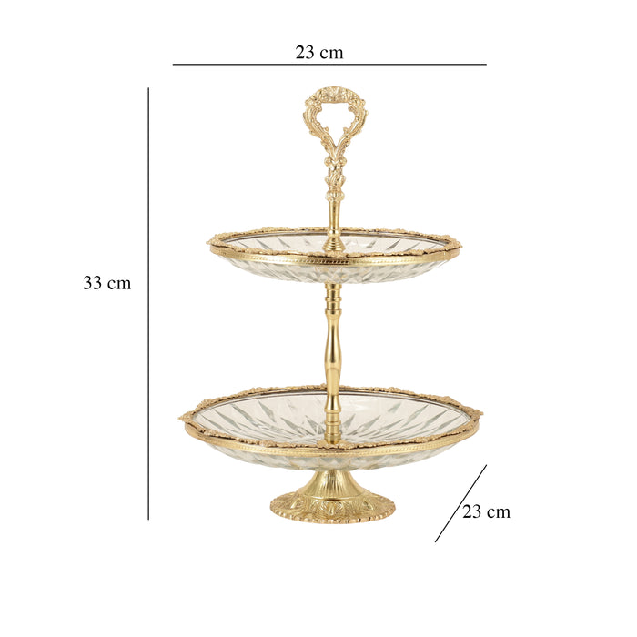 Spearhead Crystal Double Cake Stand In Gold