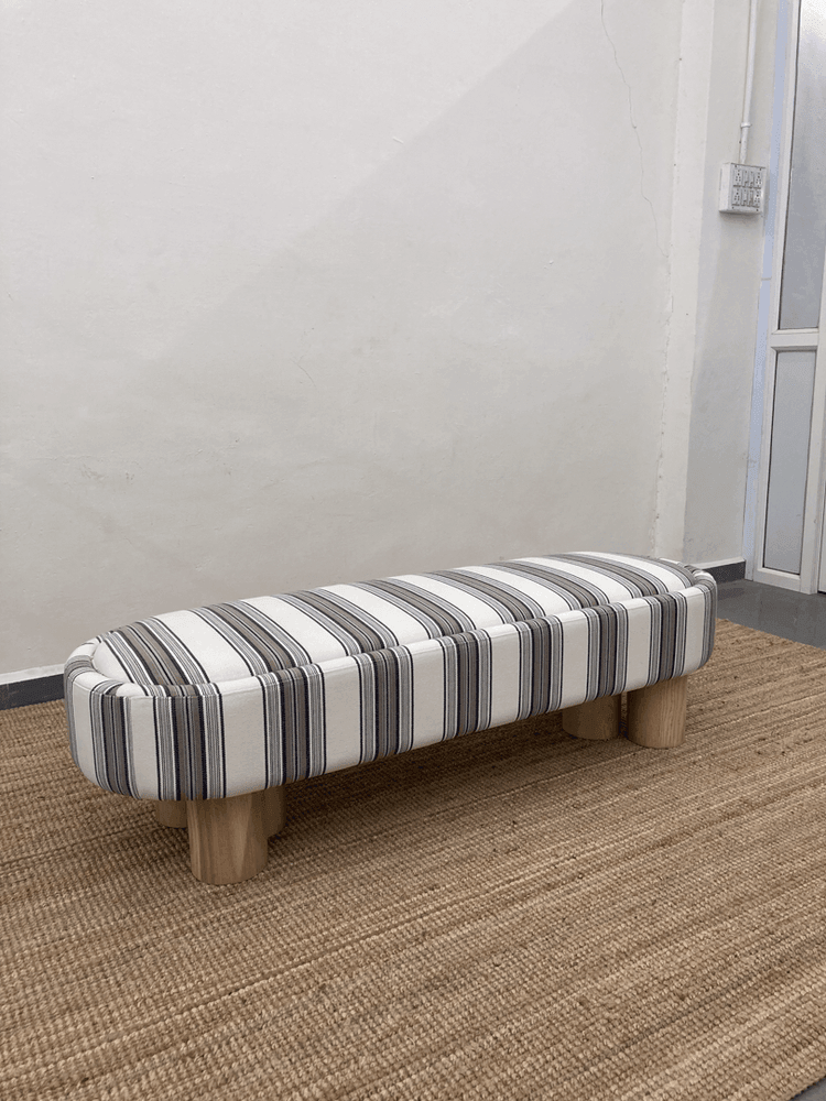Pillar Bench | Fabric Upholstery, Solid Ash Wood