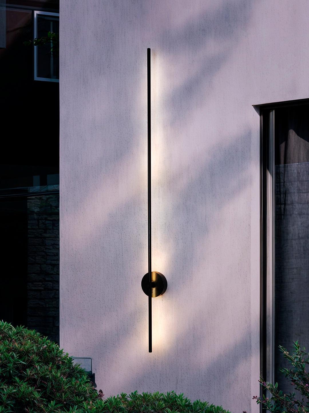 Modern Black LED Outdoor Wall Sconce with 60-Inch Sleek Linear Pipe