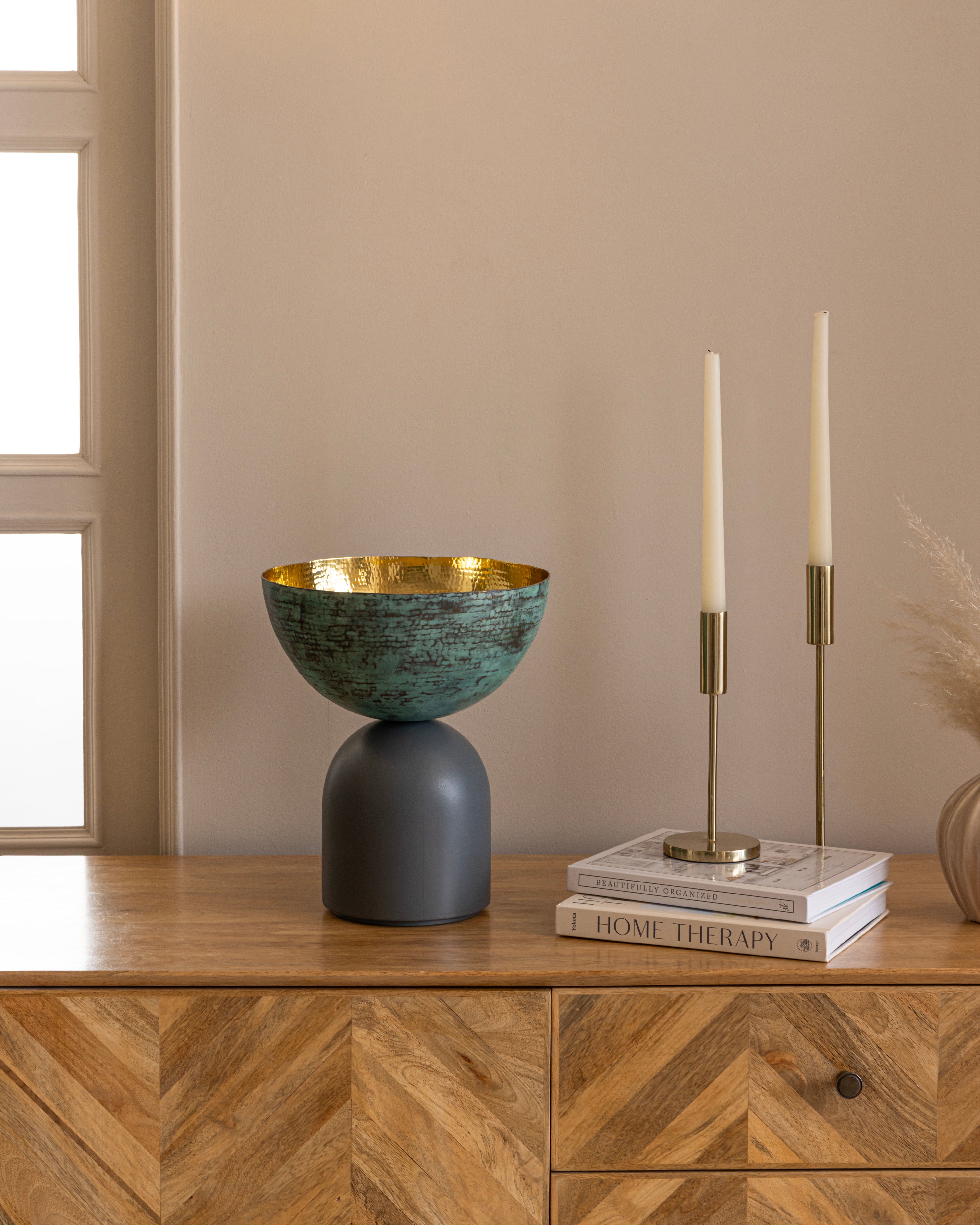 Goblet Uplighter | Brass And Wood