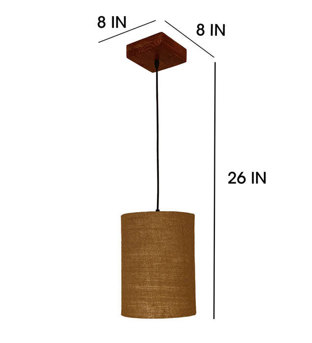 Elementary Brown Wooden Single Hanging Light