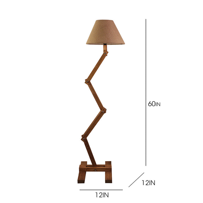 Flex Wooden Floor Lamp with Beige Fabric Lampshade