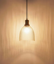 Grooved Transparent Glass Hanging Pendant Light with Antique Brass Finish for Living Room, Bedroom, Kitchen, Dining