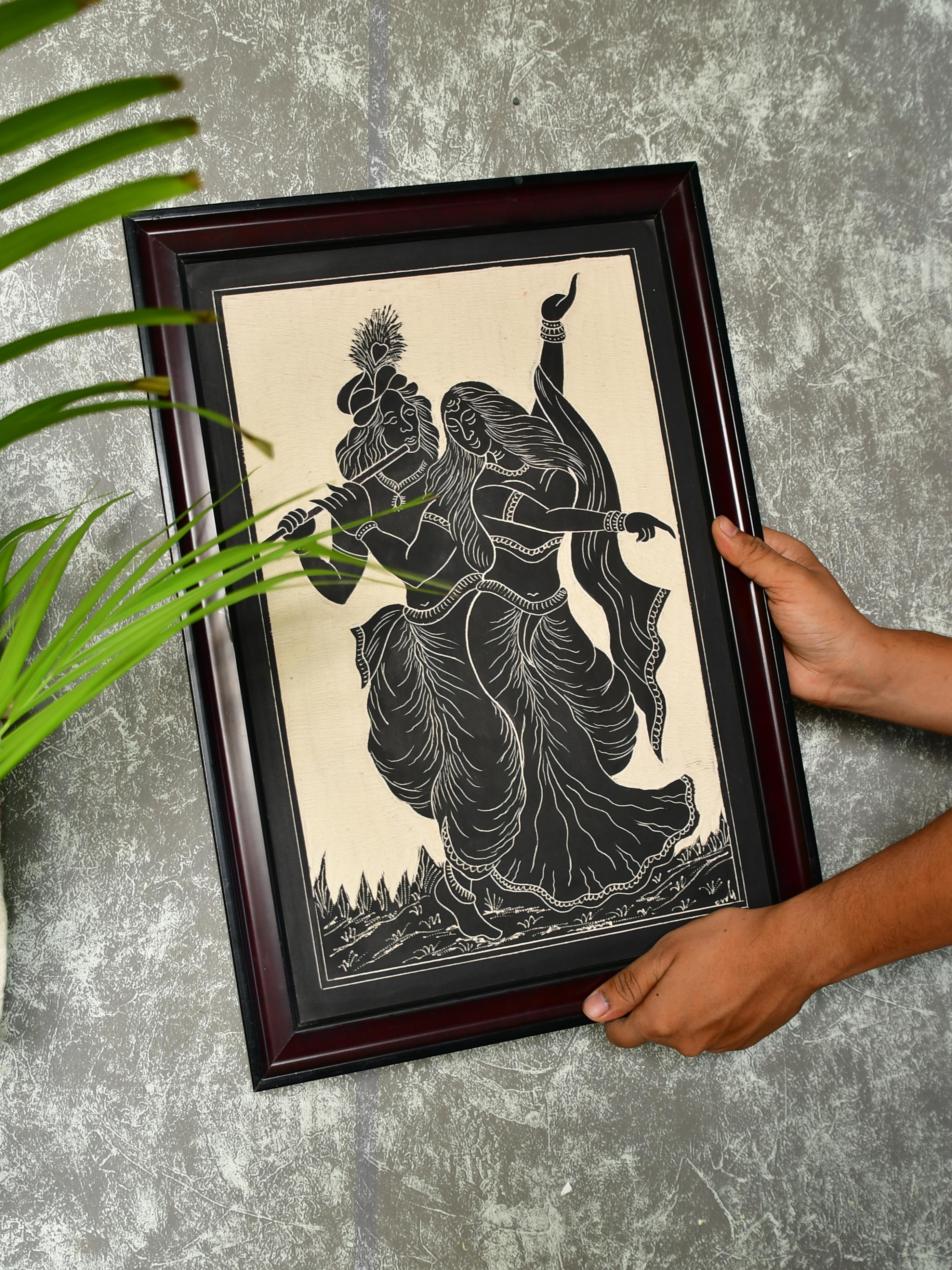 Hand-Carved Ceramic Radha Krishna Wall Décor