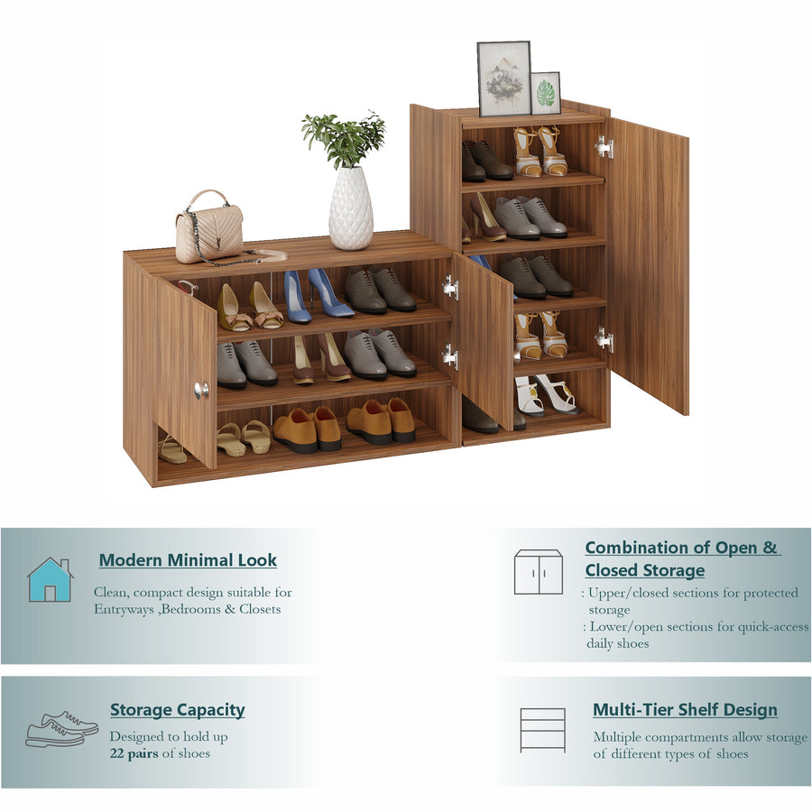 Shoe Rack Cabinet with Doors and Storage - Sinala