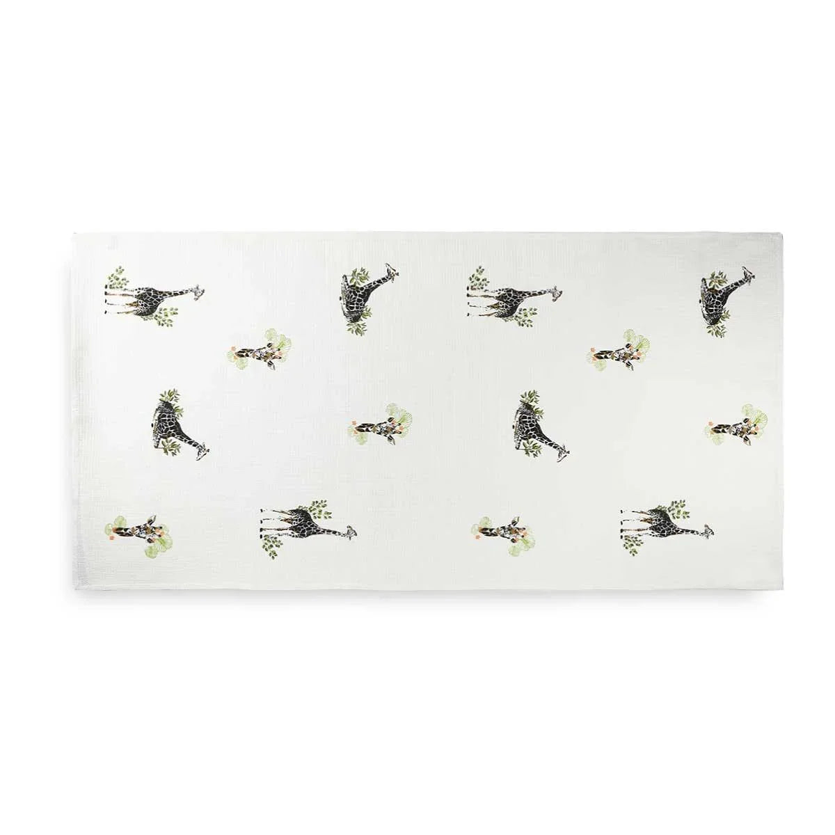 Giraffes In My Garden Printed Bath Waffle Towel