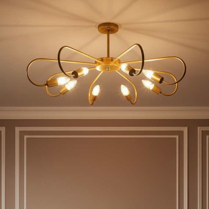 Antique Gold Iron Chandelier | E27 holder | without Bulb | Thelia