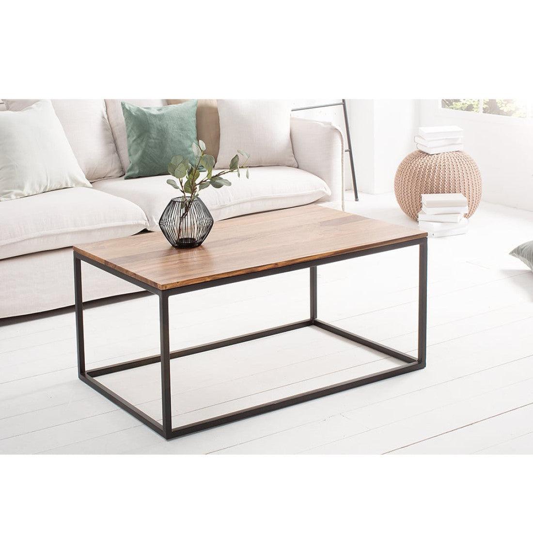 Brisbane Coffee Table With Metal Base Sheesham Wood Top