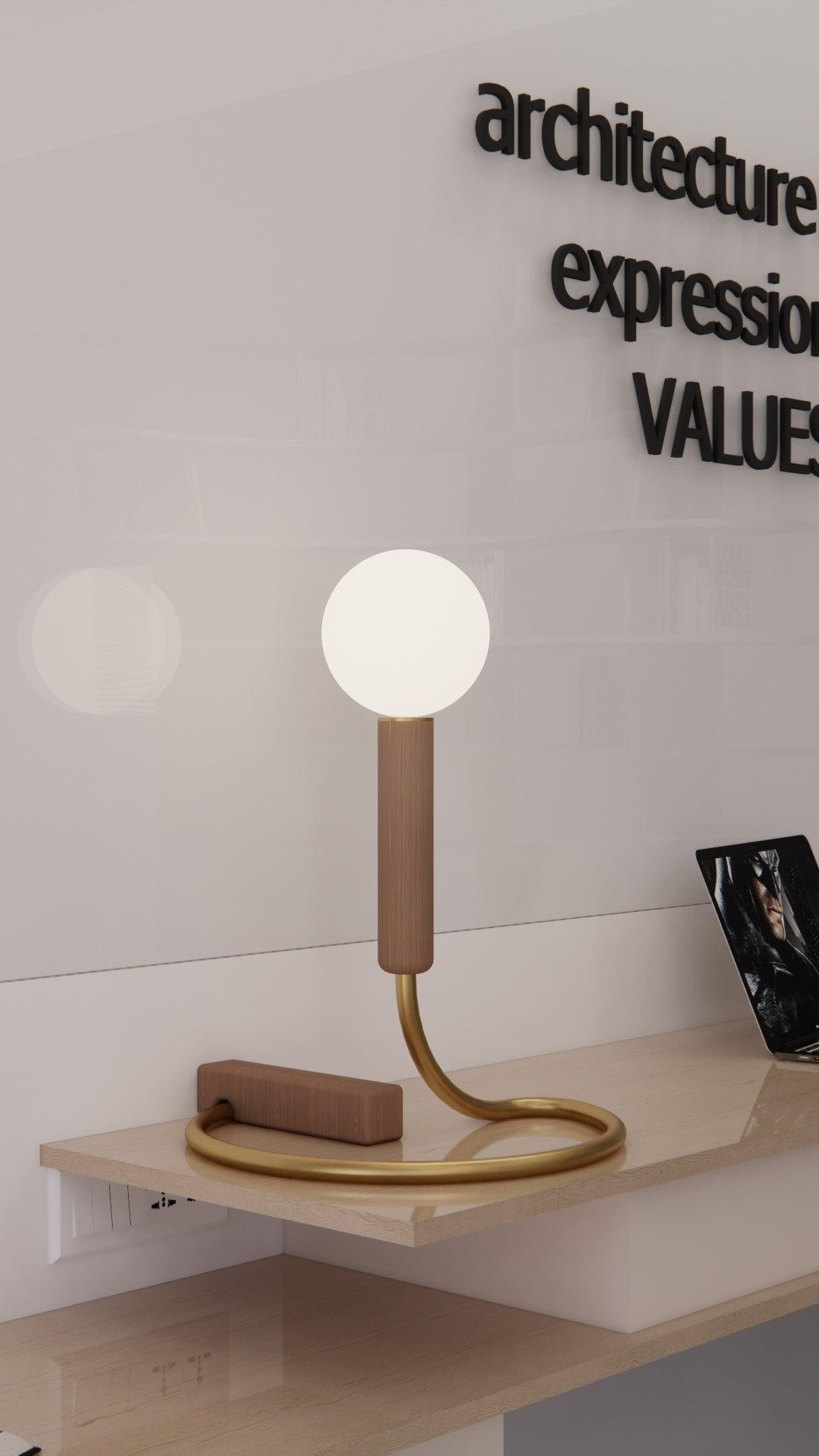 Vasant Table Lamps for Living Room | Teak Wood Modern Designer Table Lamps