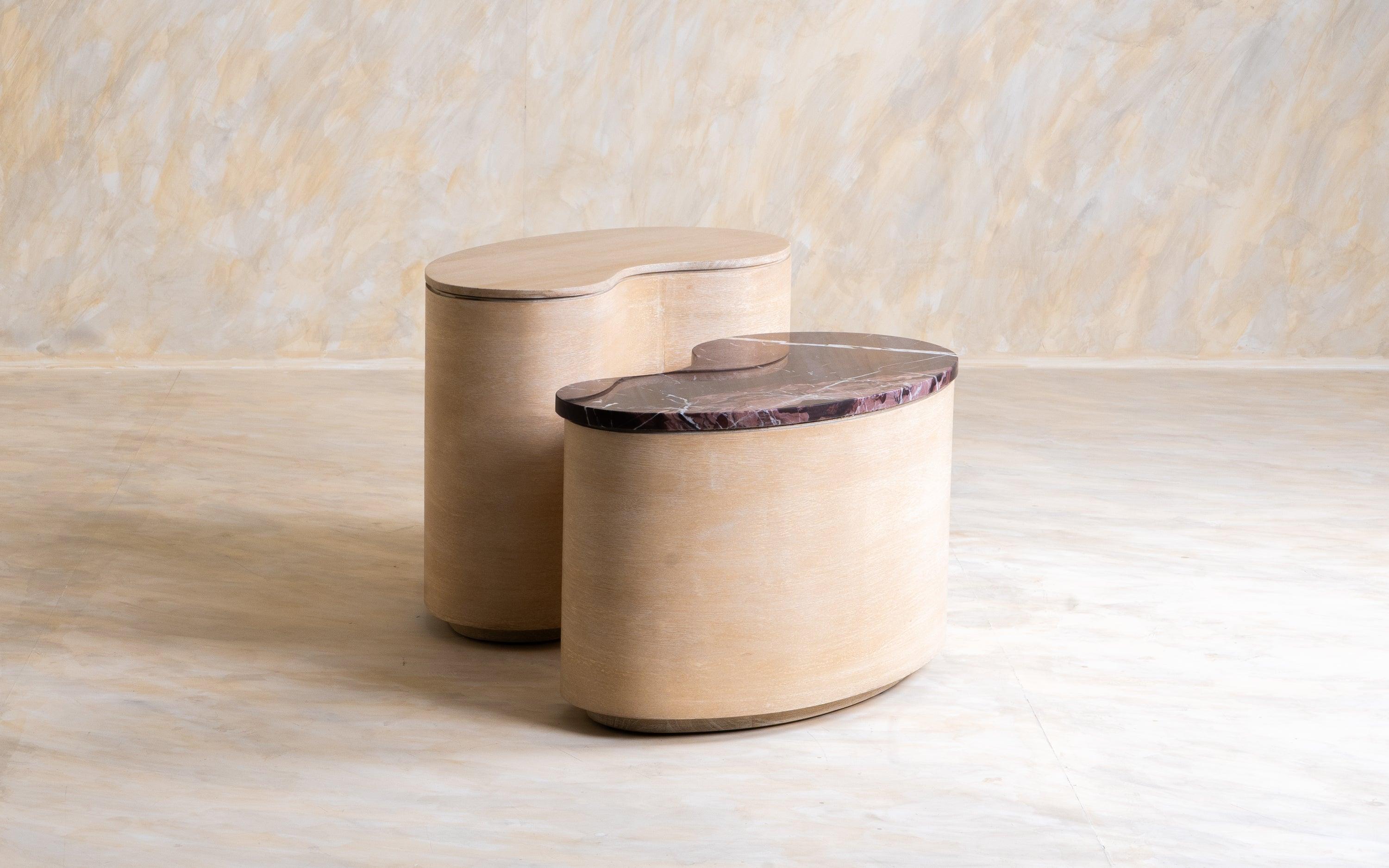 Chip and Dale Coffee Table Set of 2 | Cherry Marble and Mango Veneer