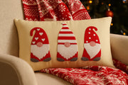 Christmas Gnome Embroidered set of 2 Cushion with Fillers – Cotton, Hand Thread-Work Design –