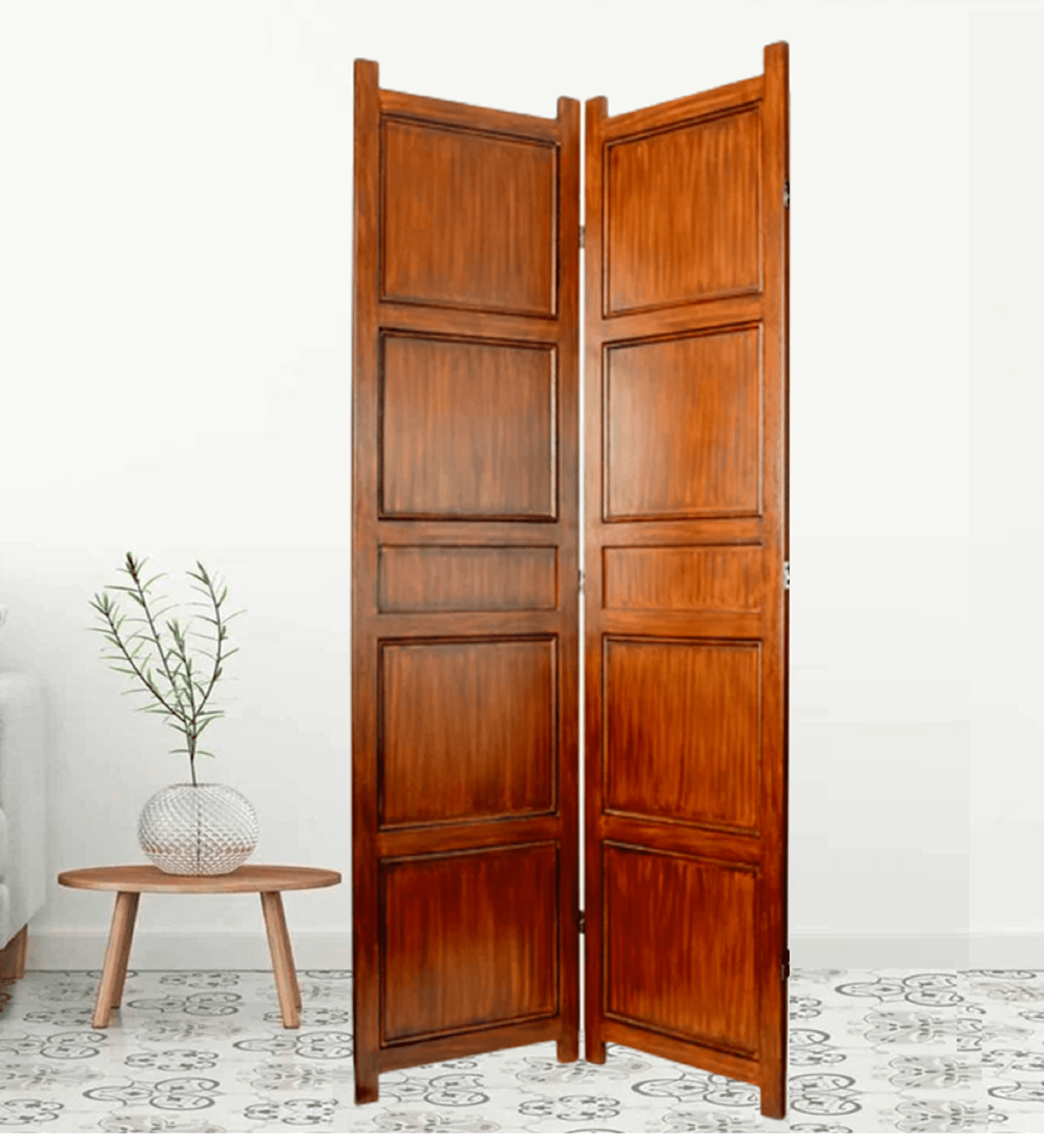 Folding Room Partition with Mango Wood & MDF Jali