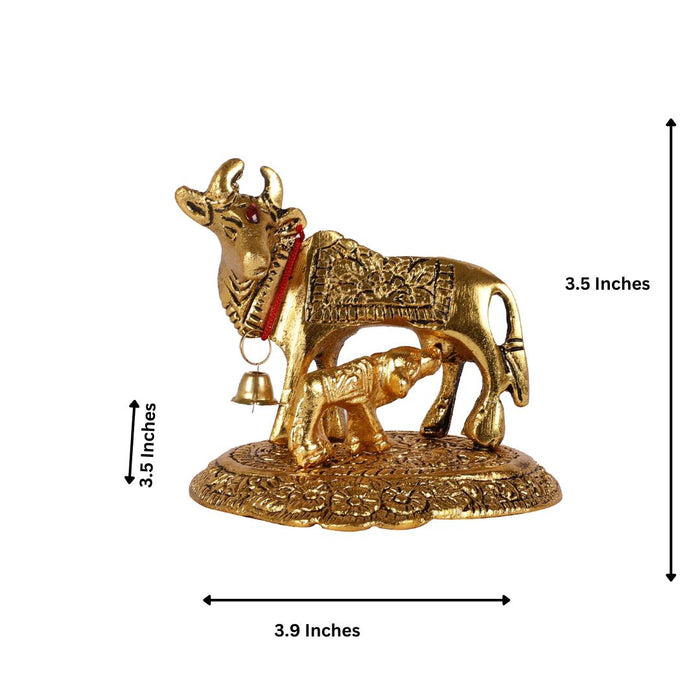 Attractive Golden Metal Kamdhenu Cow With Calf