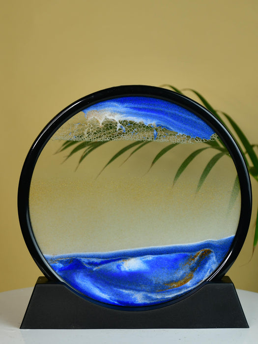 Circular Glass Sand Art – Elegant Moving Sand Sculpture for Trendy Home Decor & Gifts