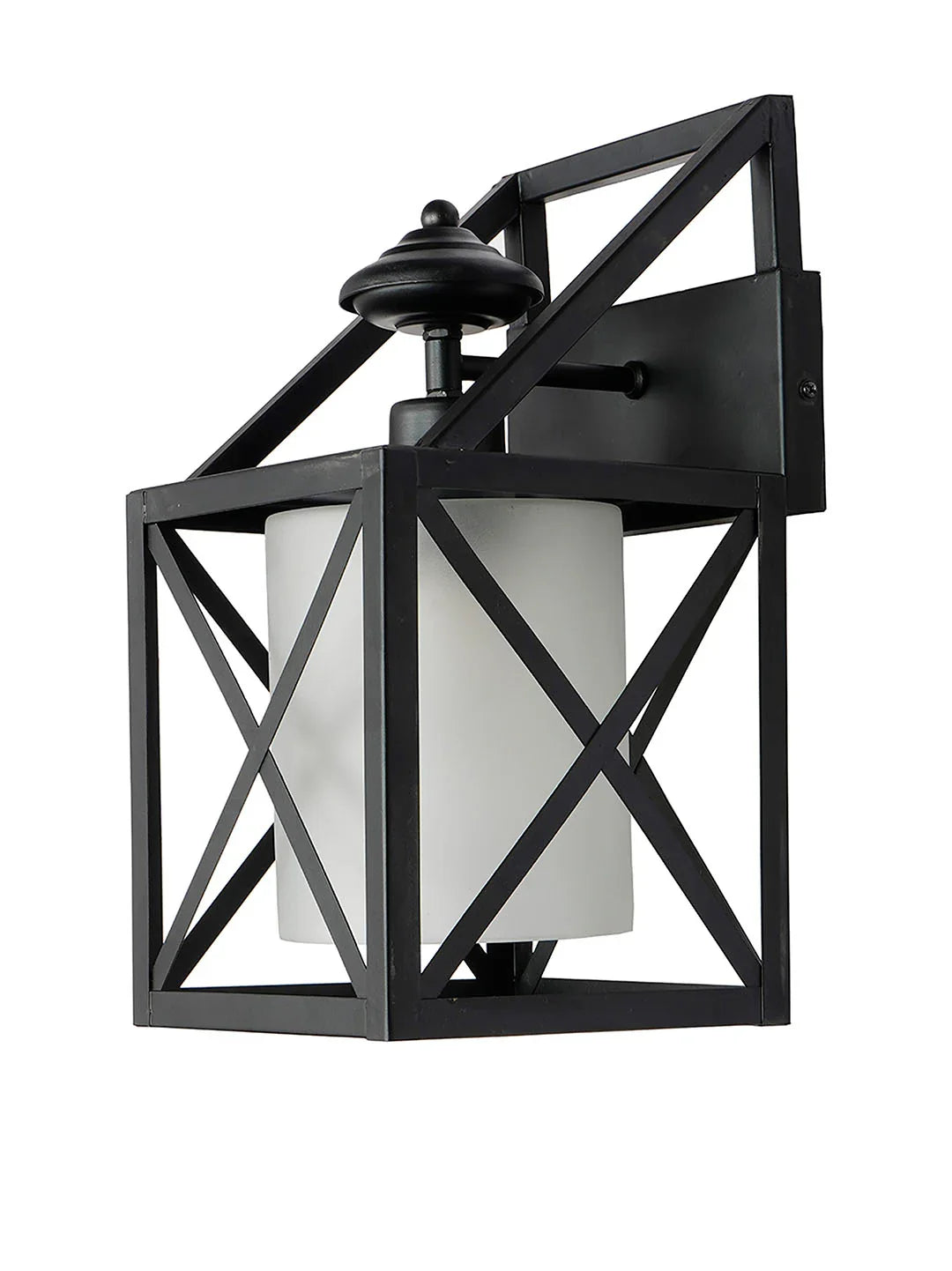 Industrial Black Wall Sconce with Frosted Glass