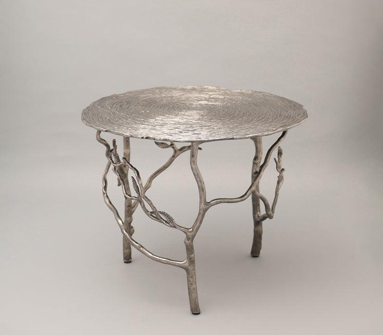 Tendrils Antique Nickel Side Table for Living Room | Designer End Tables | Small Corner Table
