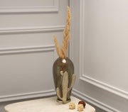 Cacti Vase | Gold Finished  with Textured Deep Olive Colored Glass