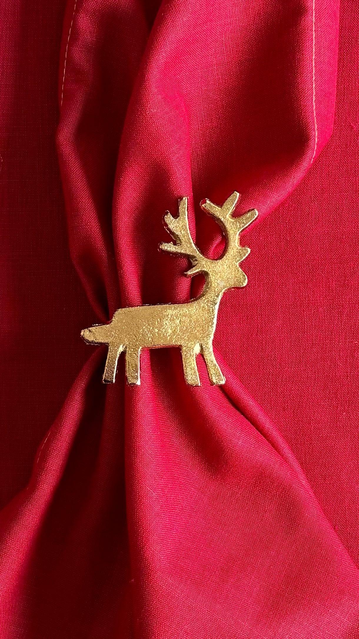 Napkin Ring Reindeer Fastener for Set of 4 | Napkin Clip Holder